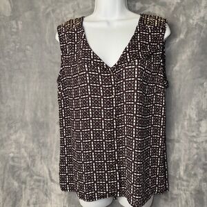 NWT Elementz  Tank Blouse Top Women's SZ‎ XL Purple Geometric Print Buttons